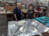 Each star is composed of multiple cuts of aluminum pieces that are individually welded together. This picture shows the welds on a half complete star.